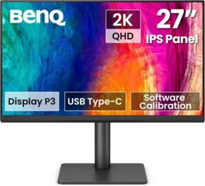 BenQ PD2706QN Designer Monitor, 27" IPS Display, QHD Resolution, 100Hz Refresh Rate, 5ms (GtG) Response Time, 16.7m Color Display, HDR10, Black