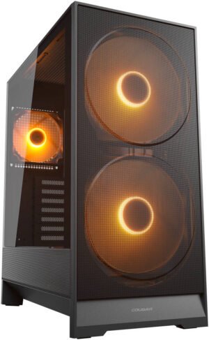 COUGAR Airface 180 Mid Tower Computer Case, 2x 180mm & 1x 120mm PWM aRGB Pre-Installed Fans, Up to 360mm & 8x Fan Support, Magnetic Filter Panel, Black