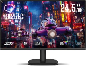 Cooler Master GA25FC Gaming Monitor, 25" IPS Display, FHD Resolution, 120Hz Refresh Rate, 1ms (MPRT) Response Time, Adaptive Sync VRR Technology, Black