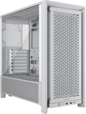 Corsair FRAME 4000D RS Modular Mid-Tower PC Case, 3x RS120 Pre-Installed Fans, 2x 360mm Radiator Support, InfiniRail Fan Mounting System, Tempered Glass, White