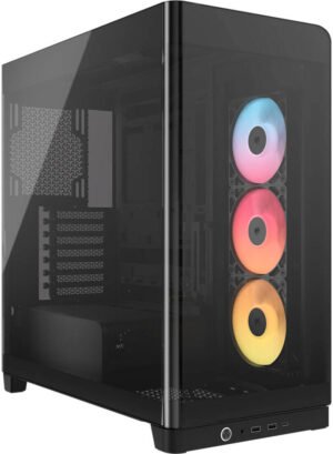 Corsair FRAME 4500X RS-R ARGB Panoramic Glass Mid-Tower PC Case, 3x RS-R aRGB Pre-Installed Fans, Up to 360mm Radiator & 10x 120mm Fans Support, Dust Filtration, Black