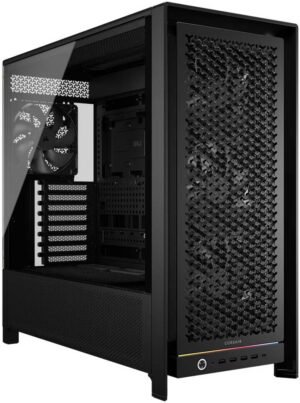 Corsair FRAME 5000D RS High-Airflow Mid-Tower ATX PC Case, 4x RS140 Pre-Installed Fans, 360mm Radiator Support, 8 Expansion Slot, Tempered Glass, 3D-Y Airflow Steel, Black