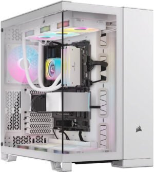 Corsair iCUE LINK 6500X RGB Mid-Tower ATX Computer Case, 3x RX RGB Pre-Installed Fans, Up to 360mm Radiator & 10x Fan Support, Dual Chamber Design, Tempered Glass, Modern I/O, White
