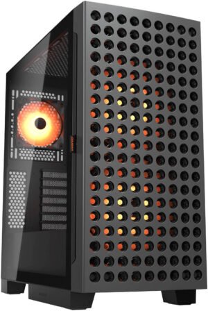 Cougar Airface ECO RGB Mid Tower Computer Case, 2x 180mm & 1x 120mm Pre-Installed Fan, Up to 360mm Radiator & 7x Fan Support, Thermodynamic Cooling, Black