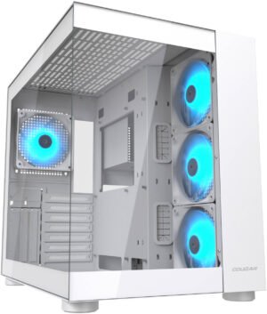 Cougar FV150 RGB ATX Mid Tower Case, 4x Pre-Installed ARGB Fans, Up to 360mm Radiator Support, 7+3 Expansion Slots, Vertical GPU Support, USB Type-C Gen 2, x2 USB-A 3.0, White