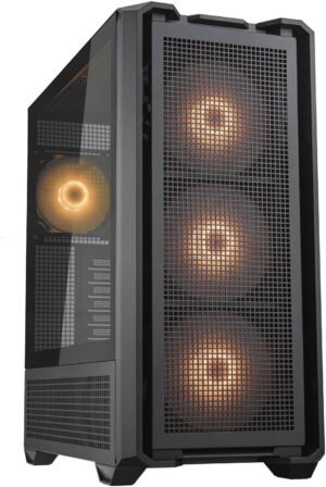 Cougar MX600 RGB ATX Full Tower Case, 4x ARGB Pre-Installed Fans, RGB Sync with M/B, 9x Max Number of Fans, Vertical GPU Support, Transparent Left Panel, Black