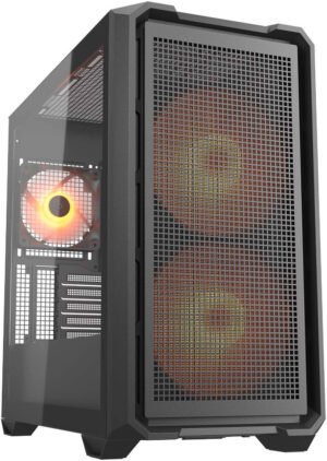Cougar MX600 RGB ATX Mini Tower Case, 3x Pre-Installed ARGB Fans, Up to 360mm Radiator Support, 10x Max Number of Fans, PWM & RGB Hub Sync with M/B, 2x 3.5" Bay, Black