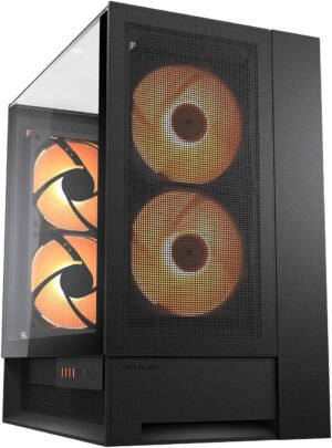 Cougar OmnyX Mid Tower ATX Computer Case, 4x 160mm Pre-installed ARGB PWM Fans, 360mm Radiator Support, 7 Expansion Slots, Magnetic Dust Filter Panel, Cable Management, Black