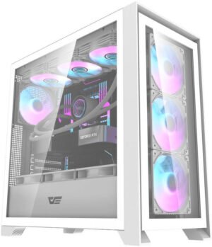 DarkFlash DRX90 Glass ATX Computer Case, 360mm Radiator Support, Up to 10x 120mm Fan Support, Cable Grommet, Magnetic Quick Release Front Panel, Tempered Glass Material, White