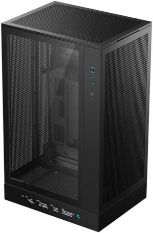 DeepCool CH270 DIGITAL Micro-ATX Computer Case, Up to 360mm Radiator, Up to 6x 120mm Fan Support, 4x Expansion Slots, Tempered Glass Side Panel, Wraparound Mesh Panels, Black