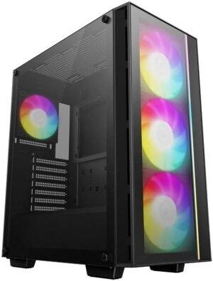 Deepcool MATREXX 55 V4 C Mid-Tower Case, Tempered Glass Panel, 360mm Radiator Support, 3x140mm Front & 1x120mm Rear ARGB Pre-Installed Fans, USB3.0/Audio/Type-C Ports, Black