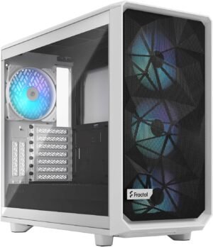 Fractal Design Meshify 2 RGB ATX Mid Tower Case, 7+2 Expansion Slots, 120/140 mm Fan Size, Up To 360mm Radiator Support, Tempered Glass Window, 3.5"/2.5" Drive Mounts, White