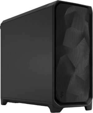 Fractal Design Meshify 3 XL Full Tower Computer Case, 3x Momentum 14 Fans, Up to 420mm Radiator & 10x Fan Support, Cable Organizers, Industrial Steel Panel, Solid Black