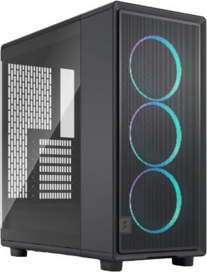Fractal Epoch Mid-Tower Computer Case, 3x 120 mm Momentum Fans, Up to 360mm Radiator & 6x Fan Support, Steel & Tempered Glass Side Panels, Cable Routing, Black TG RGB Light