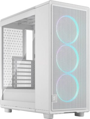 Fractal Epoch Mid-Tower Computer Case, 3x 120 mm Momentum Fans, Up to 360mm Radiator & 6x Fan Support, Steel & Tempered Glass Side Panels, Cable Routing, White TG RGB Clear