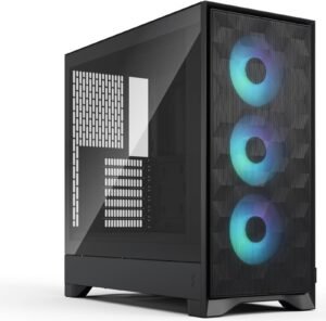 Fractal Pop 2 Air Computer Case, Tempered Glass, 3x Aspect 12X RGB Pre-Installed Fan, Up to 360mm Radiator & 7x 120mm Fan Support, Fine Cubic-Pattern Mesh, Black