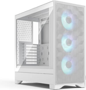 Fractal Pop 2 Air Computer Case, Tempered Glass, 3x Aspect 12X RGB Pre-Installed Fan, Up to 360mm Radiator & 7x 120mm Fan Support, Fine Cubic-Pattern Mesh, White