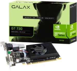 GALAX GeForce GT 730 Graphics Card, 4GB DDR3 128-bit Memory, 700 MHz Base Clock, 667MHz Memory Clock, 384 CUDA Cores, PCI-E 2.0 x8, DVI-I x1,HDMI x1,VGA x1