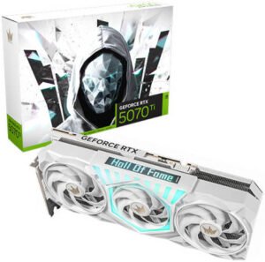 GALAX GeForce RTX 5070 Ti HOF Gaming White Edition Graphics Card, 16GB GDDR7 256-Bit Memory, 2610MHz Boost Clock, 28 Gbps Memory Speed, 8960 CUDA Cores, PCI-E 5.0, White