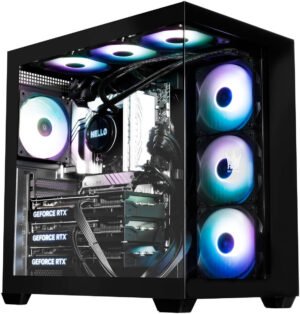 GALAX HOF ALLSYNQ Mid-Tower ATX Computer Case, 1x 120mm aRGB & 3x Reverse aRGB Pre-Installed Fan, Up to 360mm Radiator & 7x Fan Support, Tempered Glass Panel, Black