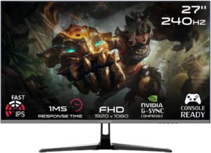 GAMEON 27" Gaming Monitor, FHD 240Hz Fast IPS Display, 1ms Response Time, HDR10, sRGB 99%, HDMI2.1, DP1.4, Support PS5, VESA Compatible