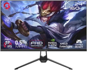 GAMEON Essential Series Gaming Monitor, 24" IPS Display, FHD Resolution, 160Hz Refresh Rate, 0.5ms (MPRT) Response Time, FreeSync/Adaptive-Sync & GamePlus Technology, Black