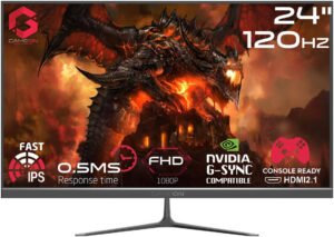 GAMEON Essential Series Gaming Monitor, 24" Inch FHD 120Hz IPS Display, 0.5ms Response Rate, HDMI 2.1, HDR10, FreeSync, Supports PS5, VESA Compatible, 2 x 3W Speakers, Black