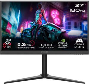 GAMEON Midnight Pro Series Gaming Monitor, 27" Fast IPS Display, QHD Resolution, 180Hz Refresh Rate, 0.3ms Response Time, AMD FreeySync & NVIDIA G-Sync Technology, Black