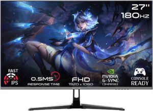 GAMEON Pro Series 27" Gaming Monitor, 27 Inch FHD 180Hz IPS Display, MPRT 0.5ms Response Rate, HDMI 2.1, HDR10, Supports PS5, VESA Compatible, Black