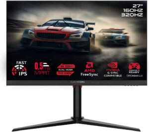 GAMEON Switch X Series Gaming Monitor, 27" 4K UHD/FHD Dual Switch 160/320Hz IPS Display, MPRT 0.5ms, HDMI 2.1, G-Sync & FreeSync, 5W Built-in Stereo Speakers, Supports PS5, Black