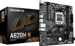 GIGABYTE A620M H Micro ATX Motherboard, AMD A620A Chipset, 2x DDR5 DIMM Slots, 128GB Max Memory, 1x PCIe 4.0 x16 Slot, 1x M.2 PCIe 3.0 Slot