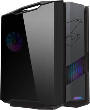GIGABYTE AORUS C601 GLASS GLOBAL E-ATX Mid-Tower Computer Case, 4x 140mm Pre-Installed ARGB&PWM Fans, 420mm Radiator Support, RGB Lighting, 8 Expansion Slots, Dust Filters, Black