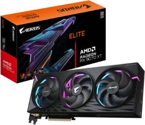 GIGABYTE AORUS Radeon RX 9070 XT ELITE Graphics Card, 16GB GDDR6 256-Bit Memory, 3100 MHz Boost Clock, 20 Gbps Memory Clock, 4096 Stream Processor, PCI-Express 5.0