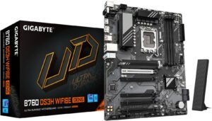GIGABYTE B760 DS3H WIFI6E GEN5 LGA 1700 ATX Motherboard, Intel B760 Chipset, 4x DDR5 DIMM Slots, 256GB Max Memory, 1x PCIe 5.0 x16, 2x M.2 Slots, WIFI 6E & BT 5.3
