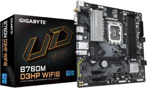 GIGABYTE B760M D3HP WIFI6 LGA1700 Micro ATX Motherboard, Intel B760 Chipset, 4x DDR5 DIMM Slots, Up to 192GB Max Memory, 1x PCIe 4.0 x16 Slot, 2x M.2 PCIe 4.0 x4, Wi-Fi 6 & BT 5.3