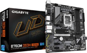 GIGABYTE B760M DS3H GEN5 LGA1700 Micro ATX Motherboard, Intel B760 Chipset, 4x DDR5 DIMM Slots, Up to 256GB Max Memory, 1x PCIe 5.0 x16 with PCIe UD Slot, 2x M.2 Slots