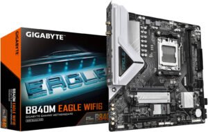 GIGABYTE B840M EAGLE WIFI6 M-ATX AM5 Motherboard, AMD B840 Chipset, 2x DDR5 DIMM Slots, Up to 128GB Max Memory, 1x PCIe 4.0 x16 Slot, 2 x M.2 Slots