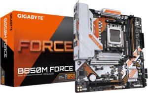 GIGABYTE B850 Force AM5 Micro ATX Motherboard, AMD B850 Chipset, 2x DDR5 DIMM Slots, 128GB Max Memory, 1x PCIe 5.0 x16 Slot, 3x M.2 Slots