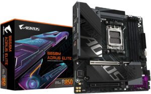 GIGABYTE B850M Aorus Elite AM5 Micro ATX Motherboard, AMD B850 Chipset, 4x DDR5 DIMM Slots, Up to 256GB Max Memory, 1x PCIe 5.0 x16, 2x M.2, Black