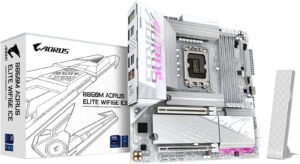 GIGABYTE B860M Aorus Elite Ice LGA 1851 Micro ATX Motherboard, Intel B860 Chipset, 4x DDR5 DIMM Slots, Up to 256GB Max Memory, 1x PCIe 5.0 x16, 3x M.2 Slots, WiFi & BT, White