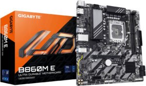 GIGABYTE B860M E LGA 1851 M-ATX Motherboard, Intel B860 Chipset, 2x DDR5 DIMM Slot, Up to 128GB Max Memory, 1x PCIe 4.0 x16 Slot, 2x PCIe 4.0 M.2 Slots