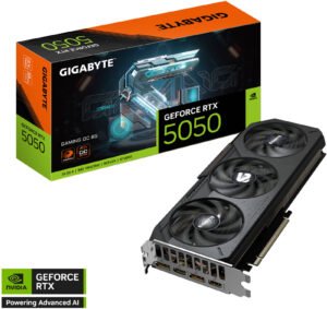 GIGABYTE GeForce RTX 5050 GAMING OC 8G Graphics Card, GDDR6 128-Bit Memory, 2632 MHz Core Clock, 20 Gbps Memory Clock, 2560 CUDA Cores, PCI-Express 5.0