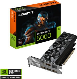 GIGABYTE GeForce RTX 5060 OC Low Profile Graphics Card, 8GB GDDR7 128-Bit Memory, 2512 MHz Core Clock, 28 Gbps Memory Clock, 3840 CUDA Cores, PCI Express 5.0