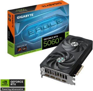 GIGABYTE GeForce RTX 5060 Ti EAGLE OC Graphics Card, 16GB GDDR7 128-Bit Memory, 2617 MHz Core Clock, 28 Gbps Memory Clock, PCI-Express 5.0, Black