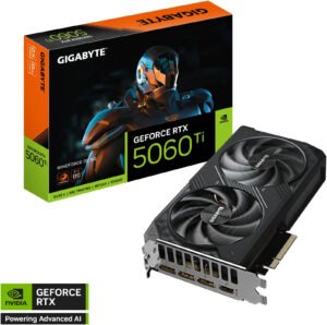 GIGABYTE GeForce RTX 5060 Ti WINDFORCE OC 8G Graphics Card, 8GB GDDR7 128-Bit Memory, 2587 MHz Core Clock, 28 Gbps Memory Clock, 4608 CUDA Cores, PCI-E 5.0, Black