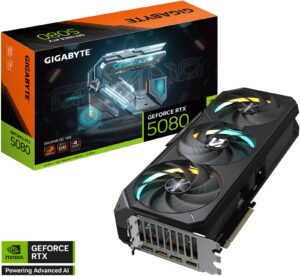 GIGABYTE GeForce RTX 5080 Gaming OC Graphics Card, 16GB GDDR7 256-Bit Memory, 2730 MHz Core Clock, 30 Gbps Memory Clock, PCI Express 5.0, Black