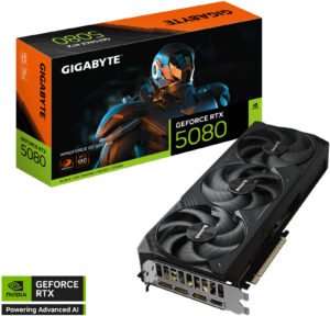 GIGABYTE GeForce RTX 5080 WINDFORCE OC SFF Graphics Card, 16GB GDDR7 256-Bit Memory, 2670 MHz Core Clock, 30 Gbps Memory Clock, PCI Express 5.0, Black
