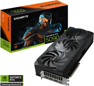 GIGABYTE GeForce RTX 5090 WINDFORCE 32GB Graphics Card, GDDR7 512-Bit Memory, 2407 MHz Core Clock, 28 Gbps Memory Clock, 21760 CUDA Cores, PCI-Express 5.0, Black