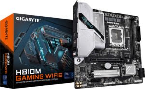 GIGABYTE H810M GAMING WIFI6 M-ATX LGA 1851 Motherboard, Intel H810 Chipset, 2x DDR5 DIMM Slots, 128GB Max Memory, 1 x PCIe 4.0 x16 Slot, 1 x PCIe 4.0 M.2 Slot