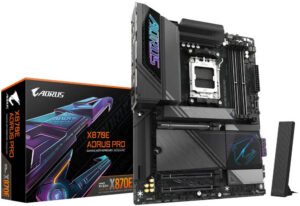 GIGABYTE X870E AORUS PRO ATX Motherboard, AMD X870E Chipset, 4 x DDR5 DIMM Slots, Up to 256GB Memory, Wi-Fi 7 & Bluetooth 5.3, 1 x PCIe 5.0 x16, 4 x M.2 Slots